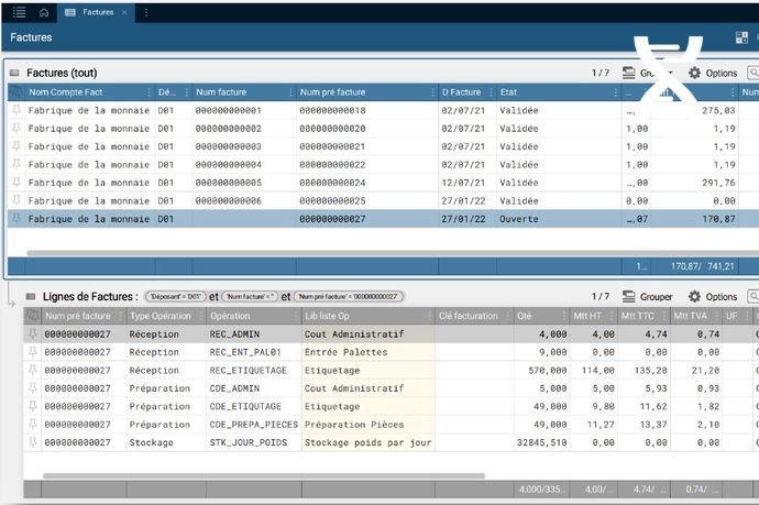 Prévisualisation à l'écran des factures détaillées